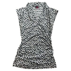 Vince Camuto Black and White Geometric Top